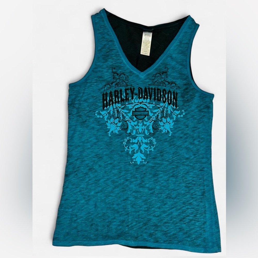Harley-Davidson Blue V-Neck Top